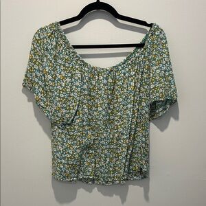 Pink Martini Floral Blouse in Green and White